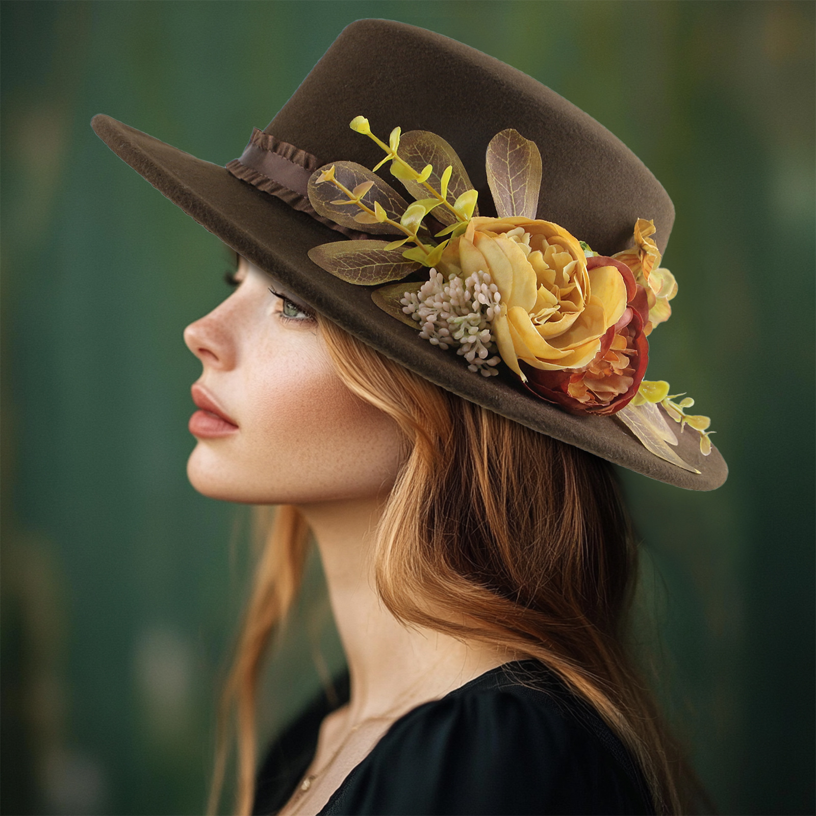 1pc elegant rust brown womens spring summer fashionable hat  display picture 2