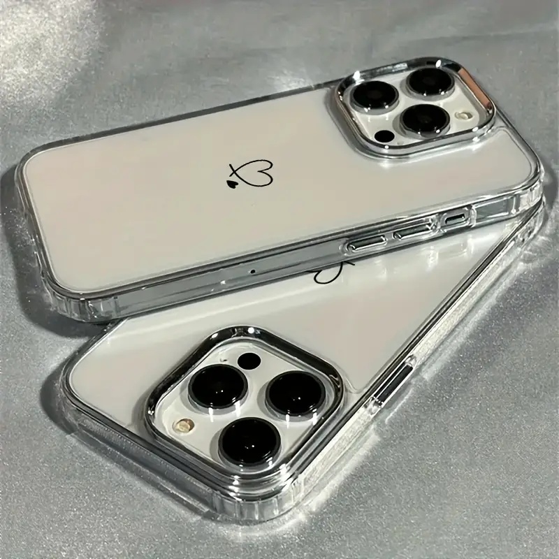 TEMU Phone Case - 1pc Easy Heart Trendy Brand Pattern Photo Frame Phone Case Soft Full Coverage For Iphone 17 16 15 14 13 12 11 Pro Xs Xr 8 7 Plus