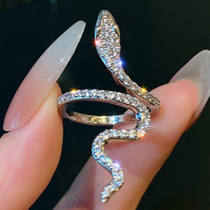 Exquisite Snake Design Zircon Ring, Unique Gift for Her