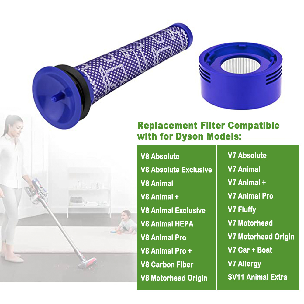 replacement pre filter compatible with   v7 v8 vacuum cleaners washable filter post filter parts and accessories details 1