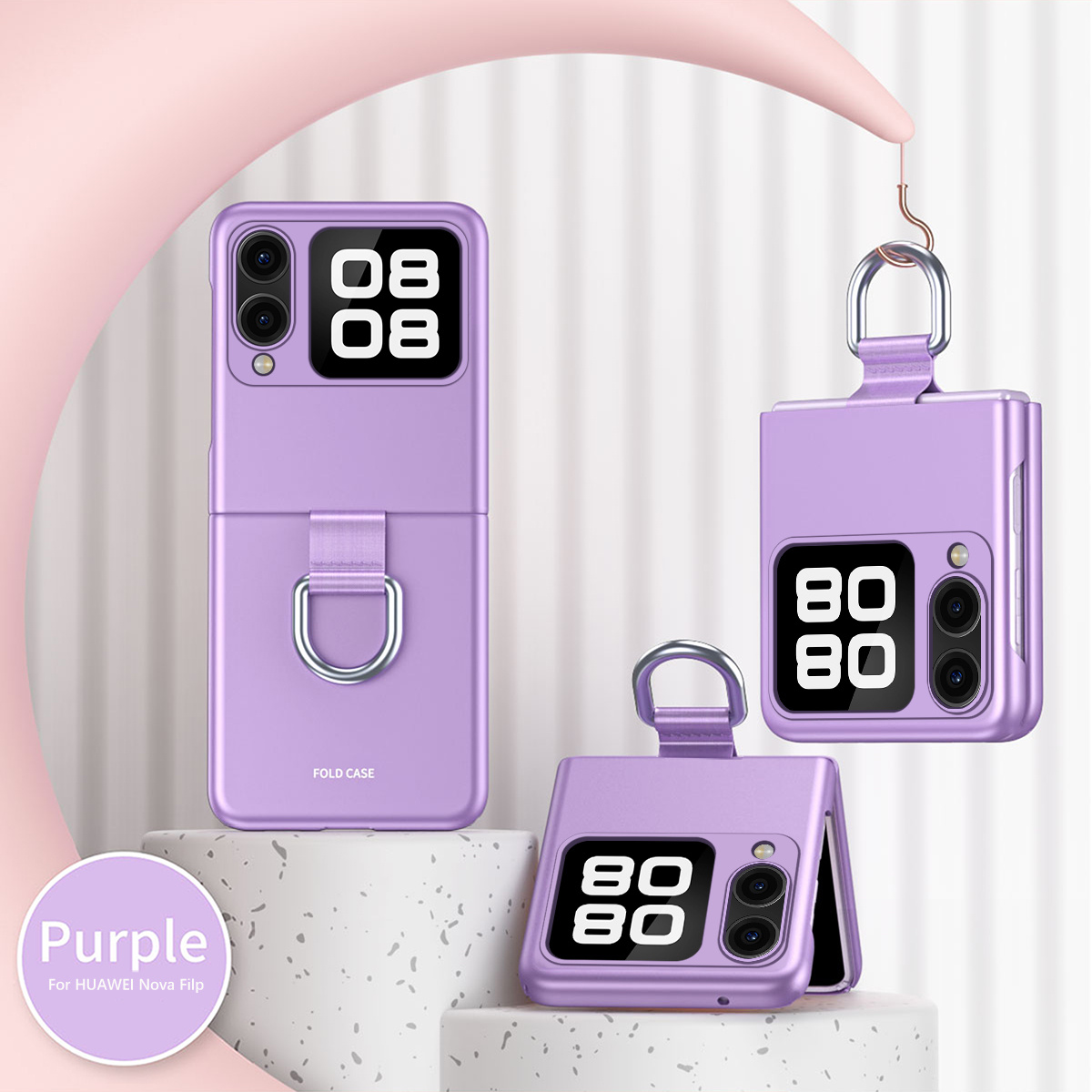 TEMU Phone Case - A Protective Case Made Of Material For Oppo And Oppo Flip Foldable Phones, Featuring A Easy Matte End, A Ring Holder, And A Solid