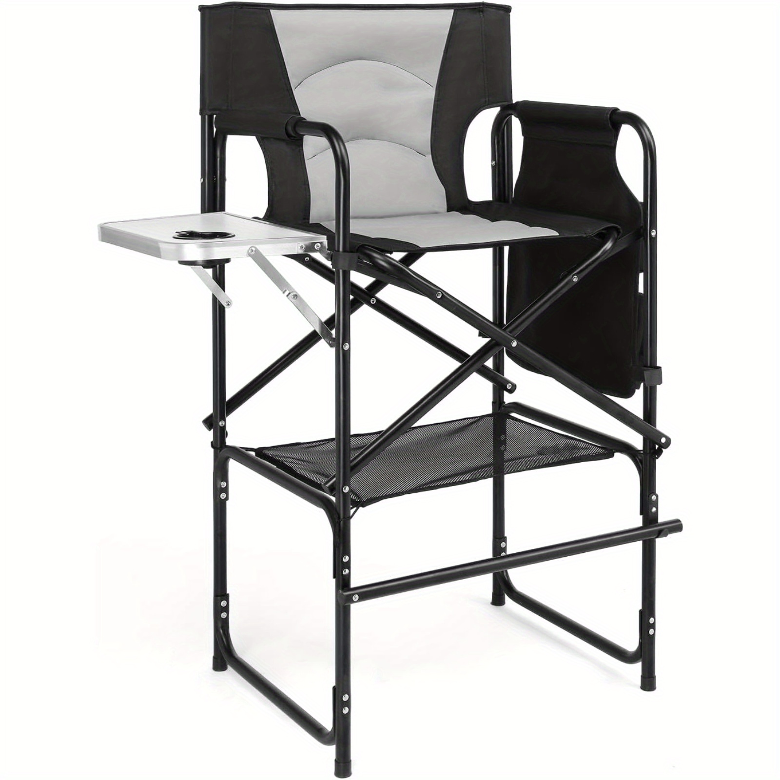 TEMU Silla de Bonnlo de 78 pulgadas, plegable, capacidad de carga de 120 kg, con mesa lateral plegable de 90°, bolsillo lateral y reposabrazos, silla
