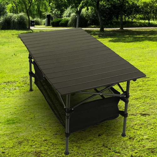 folding picnic table portable aluminum roll up table 220lbs load for camping backyard patio
