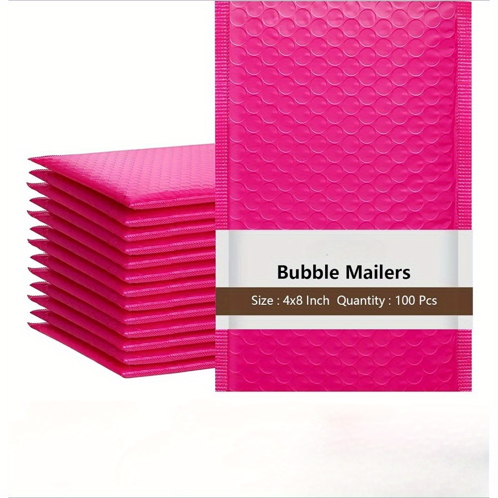 

100pcs Pink Poly Mailers, Self-adhesive Padded Envelopes, Foam-lined Rubber Postal Bags For Small Business, Thanksgiving & Halloween Shipping