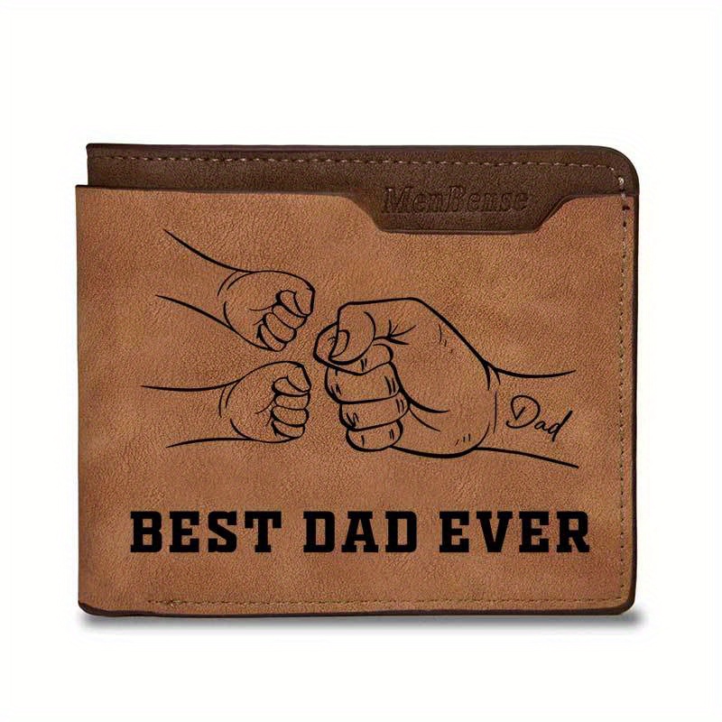 TEMU Custom Name Wallet For Men - Personalized Laser Engraved & Dad Design, 1-5 Names, Faux Leather Bifold Wallet, Best Dad Card Holder, Unique