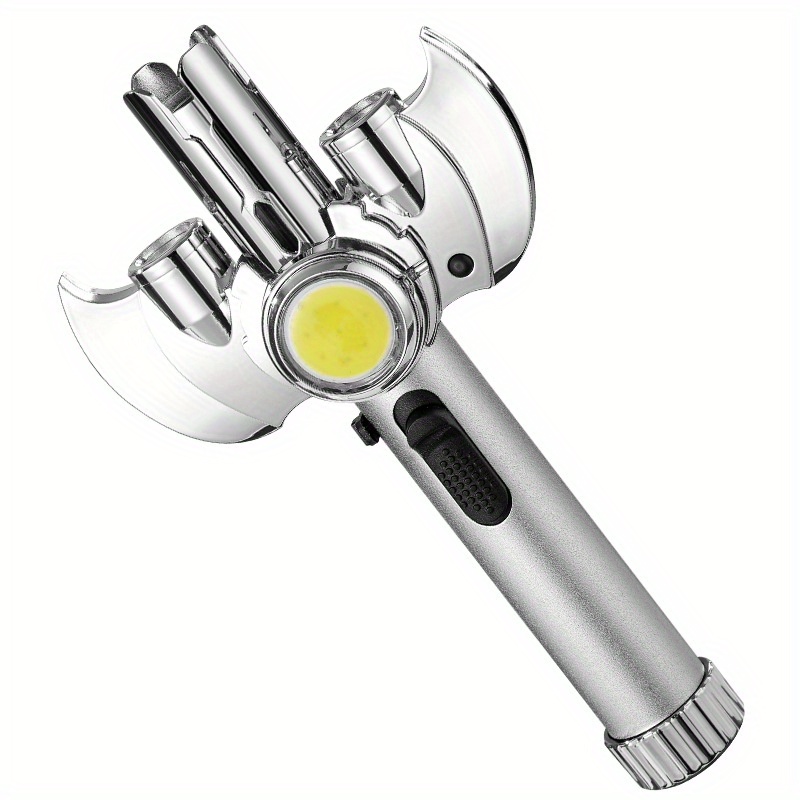 TEMU Metal Large , Jet Flame , , Super Strong Outdoor Windproof Gas Lighter, Gas Lighter With Cob Lighting, Suitable For Moxibustion Barbecue Baking
