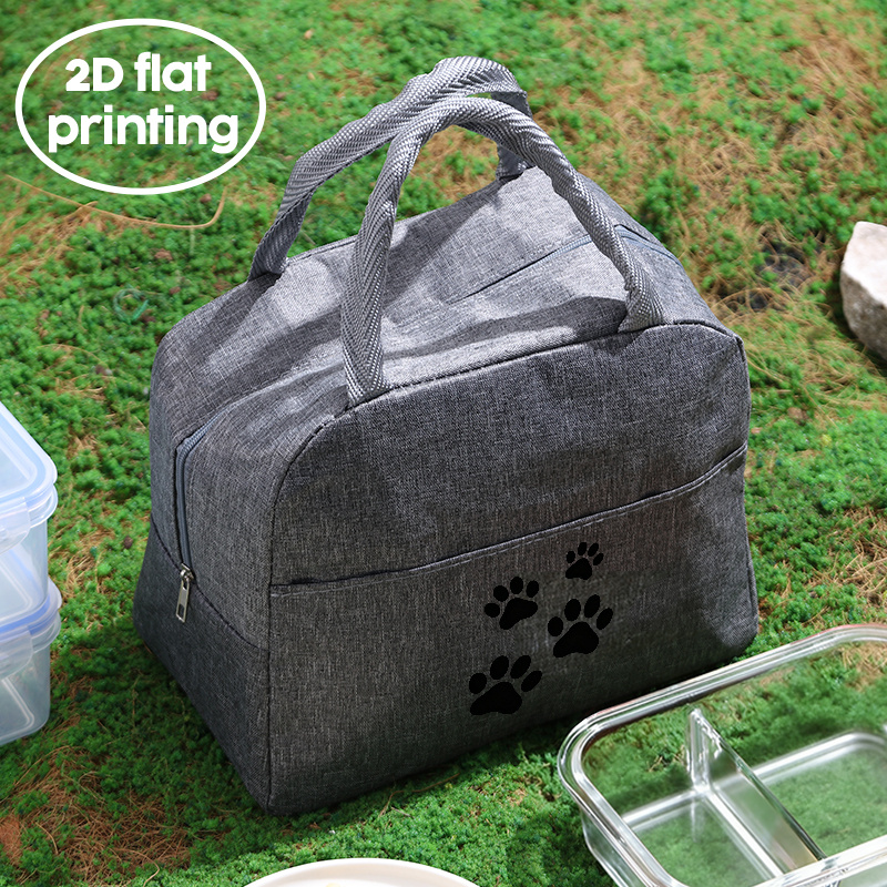 TEMU 1pc Insulated Lunch Bag For Women And Men - Scattered Black Print Thermal Lunch Box For Work, Portable Cooler Tote Bag, Small Loncheras For