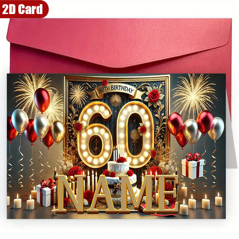 Image of Custom 2d Flat Greeting Card - 1 Personalized Happy Birthday Card With Envelope, High-quality Paper - Suitable For Couples, Family, - Perfect Christmas Gift - For , Lover, Holiday Greetings, Stylish