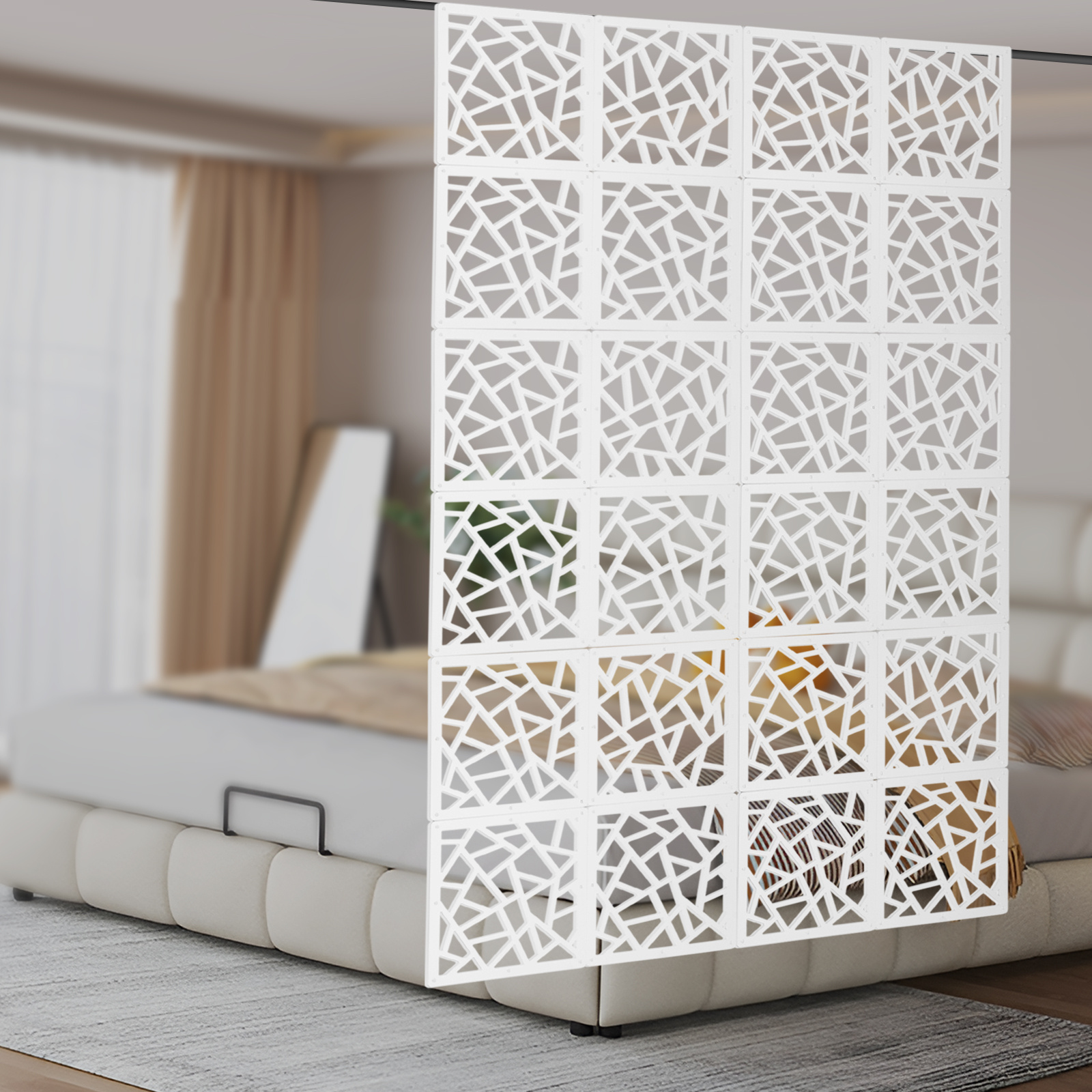 TEMU 24 Pezzi Pannelli Divisorio Fai da Te, Decorativo per Pareti con Intagli Traforato, Pannelli Privacy Sospesi, Pannelli Decorativi Spessi per