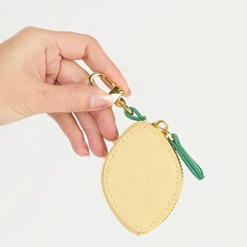 Fruit Leather Coin Purse Keychain – Mini Zipper Pouch For Coins, Keys, Bag Charm (Orange, Strawberry, Etc.)