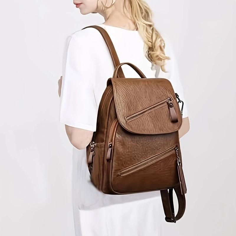 Alternative view of Mochila organizadora multifuncional de gran capacidad, bolso de hombro para mujer, carcasa suave de PU, diseño…
