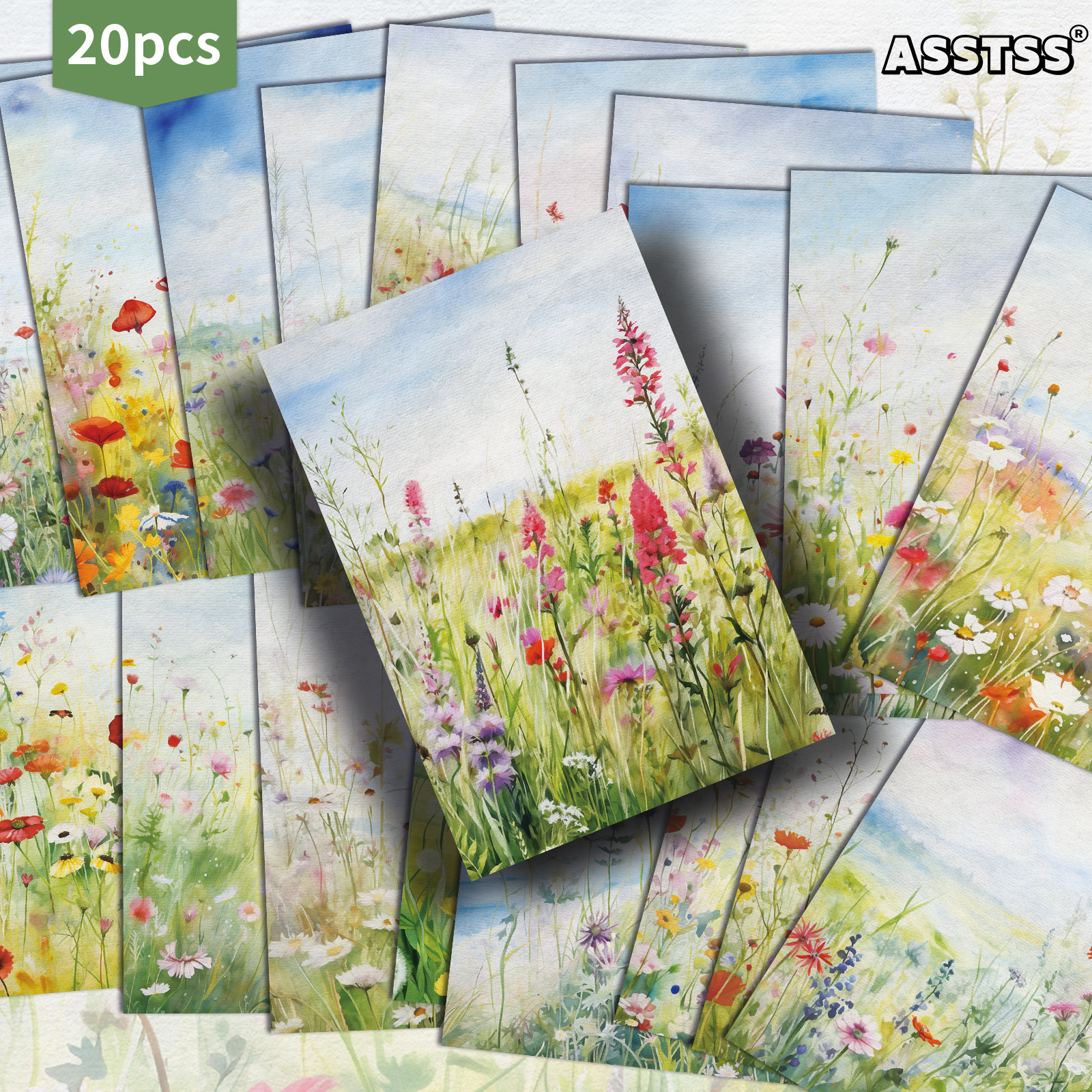 20-pack Asstss Watercolor Spring Flowers Greeting Cards - 4x6 Inches Junk Journal Paper, Classic Pinup Illustrations…: retailer-supplied image