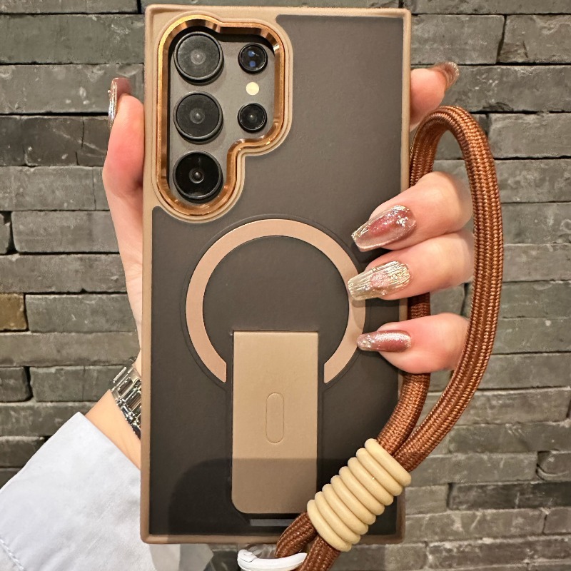 TEMU Phone Case - Titanium Gray   Lanyard Suitable For S24ultra Mobile Phone Case Suitable For S23u Protective Case High-end S22plus Magnetic Suction