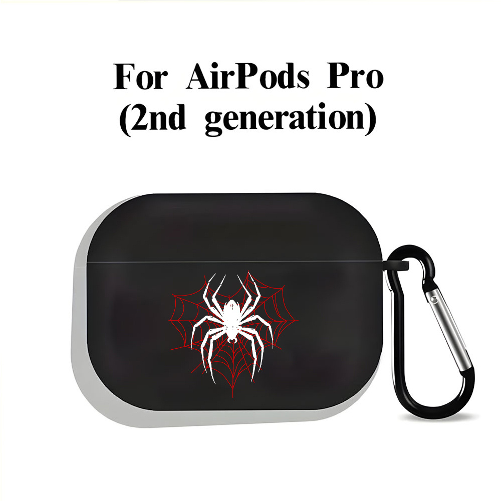 TEMU Étui de Protection Noir Toile d'Araignée Rouge Halloween pour for AirPods 1, 2 et Pro 3ème Génération - Cadeau Halloween pour Hommes, Garçons et