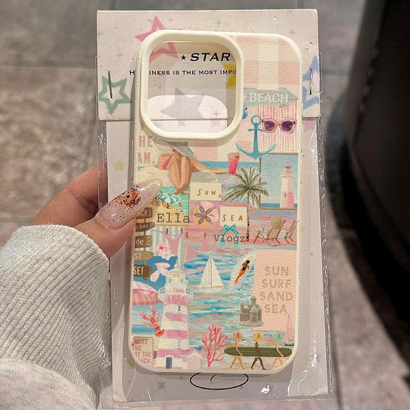 Ovitek za telefon: Ovitek z vzorcem v slogu počitnic na plaži za iPhone 17 Pro Max, 17/16 Plus/15 Pro/14/13/12/11/XS Max, vrhunski ovitek, nov,
