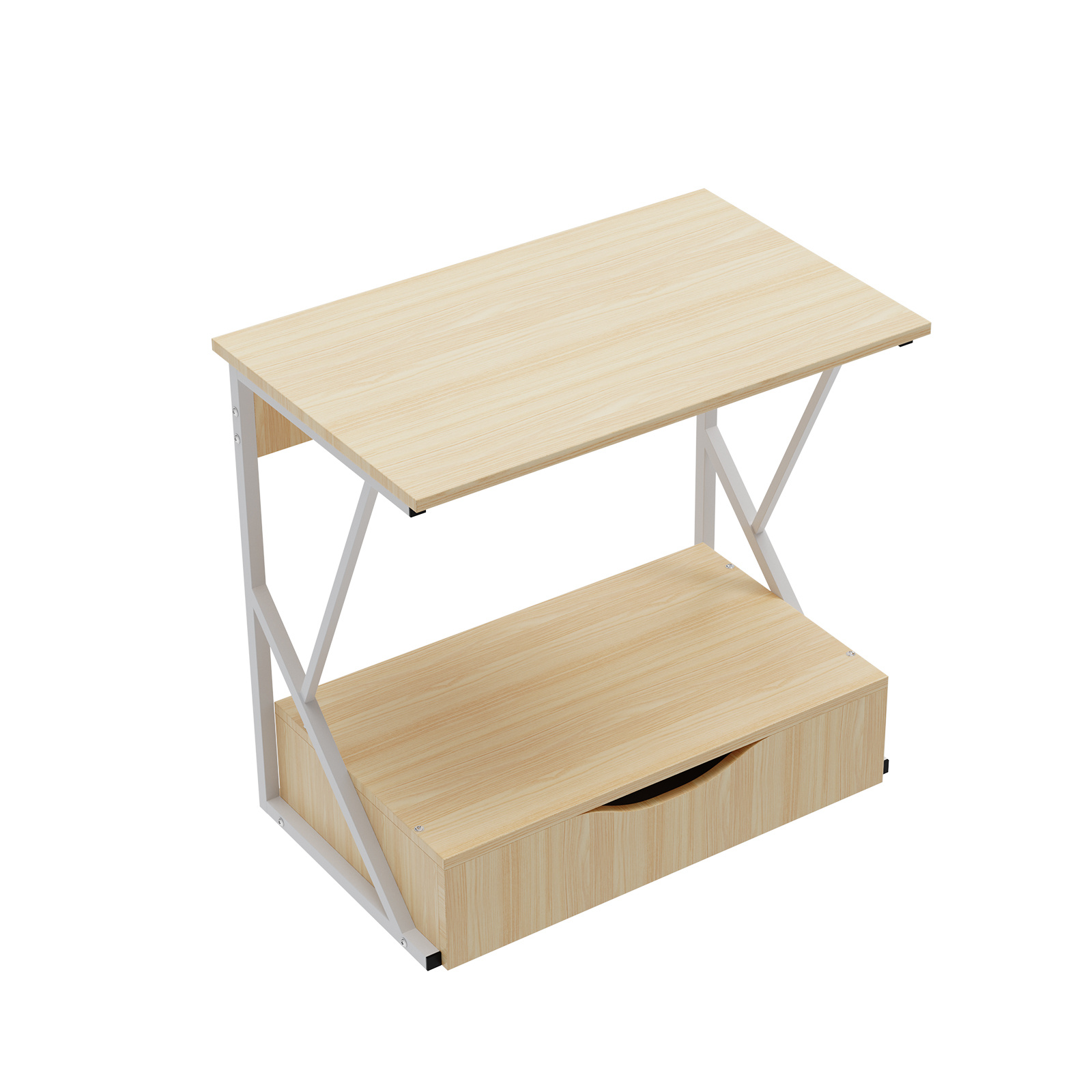 Image of Two-tier Microwave Stand With Drawers, Metal And Wood Kitchen Shelving Unit 54 X 34 X 50 Cm -