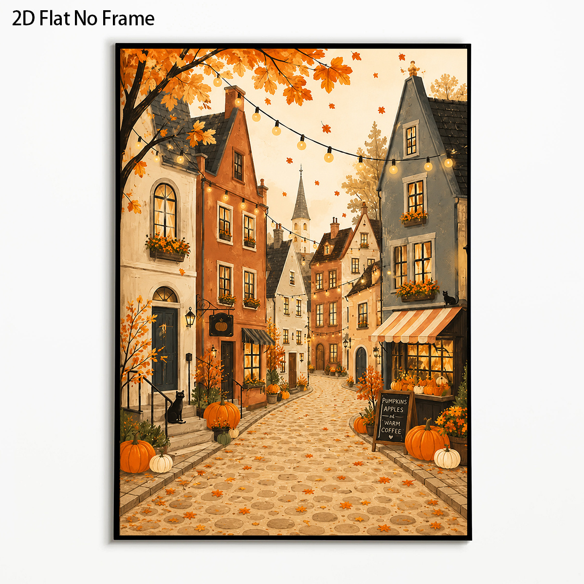 TEMU 2d Flat, 1pc Vintage European Poster - Autumn Pumpkin Wall Art Suitable For Halloween & Thanksgiving Decor, Maple Leaf Print, Cozy Fall Wall