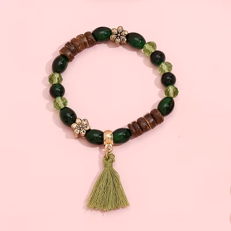 set of 4 mens bohemian vintage tassel elastic bracelets with wings and i love you pendant suitable for everyday wear or holidays perfect as a gift for special occasions details 2