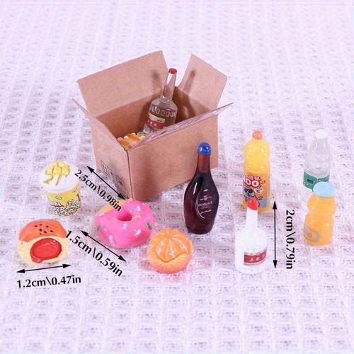 50pcs 100pcs box mini food and beverage set plastic toys kitchen toys 1 12 doll house supermarket snacks food surprise resin ornaments creative small gifts box shape food and beverage gifts