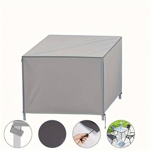 1pc Gray Oxford Fabric Furniture Cover - 210D Durable Adjustable Drawstring Closure, Suitable for Indoor/Outdoor Patio Garden Furniture Protection, Outdoor Furniture Protector,