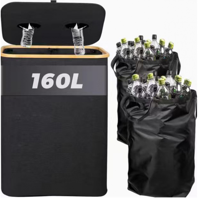 TEMU 160l Public Trash Can, Kitchen Household Recycling Bin, Large Capacity, Removable Reusable Inner Bag Recycling Bin For Metal, Plastic, Paper And