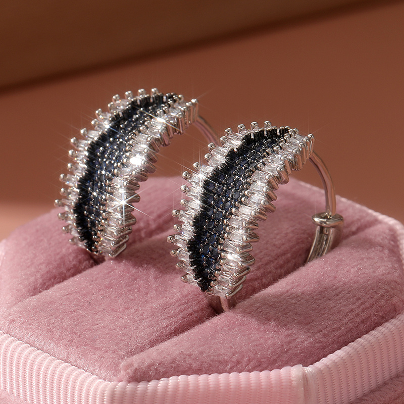 E-shop 1 Paar luxuriöse und elegante, eingelegte synthetische Zirkonia-Ohrringe, modischer Damen-Schmuck, geeignet für Partys und , Geschenke für