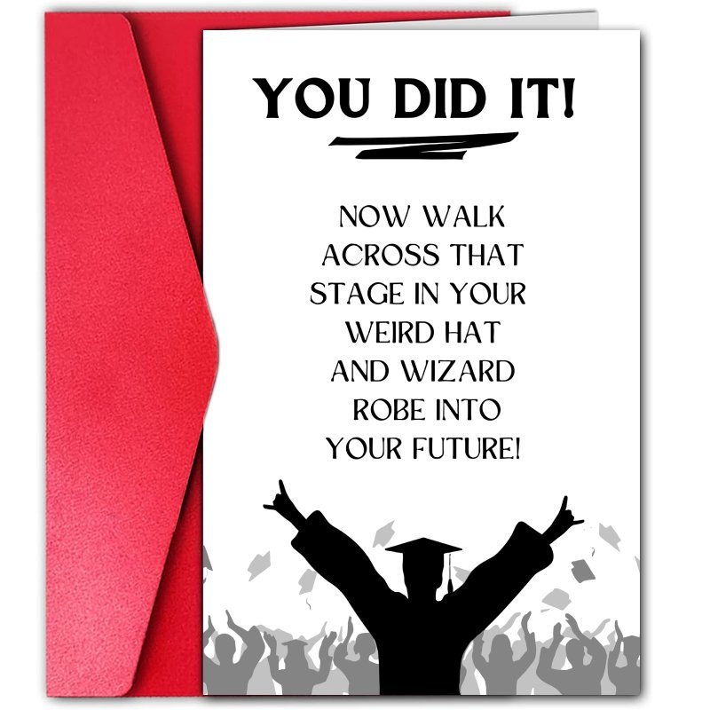 

1pc Cartoon Graduation Card, , Of You, Encouragement, , Friends, Teachers, - White Paper, Grad Theme