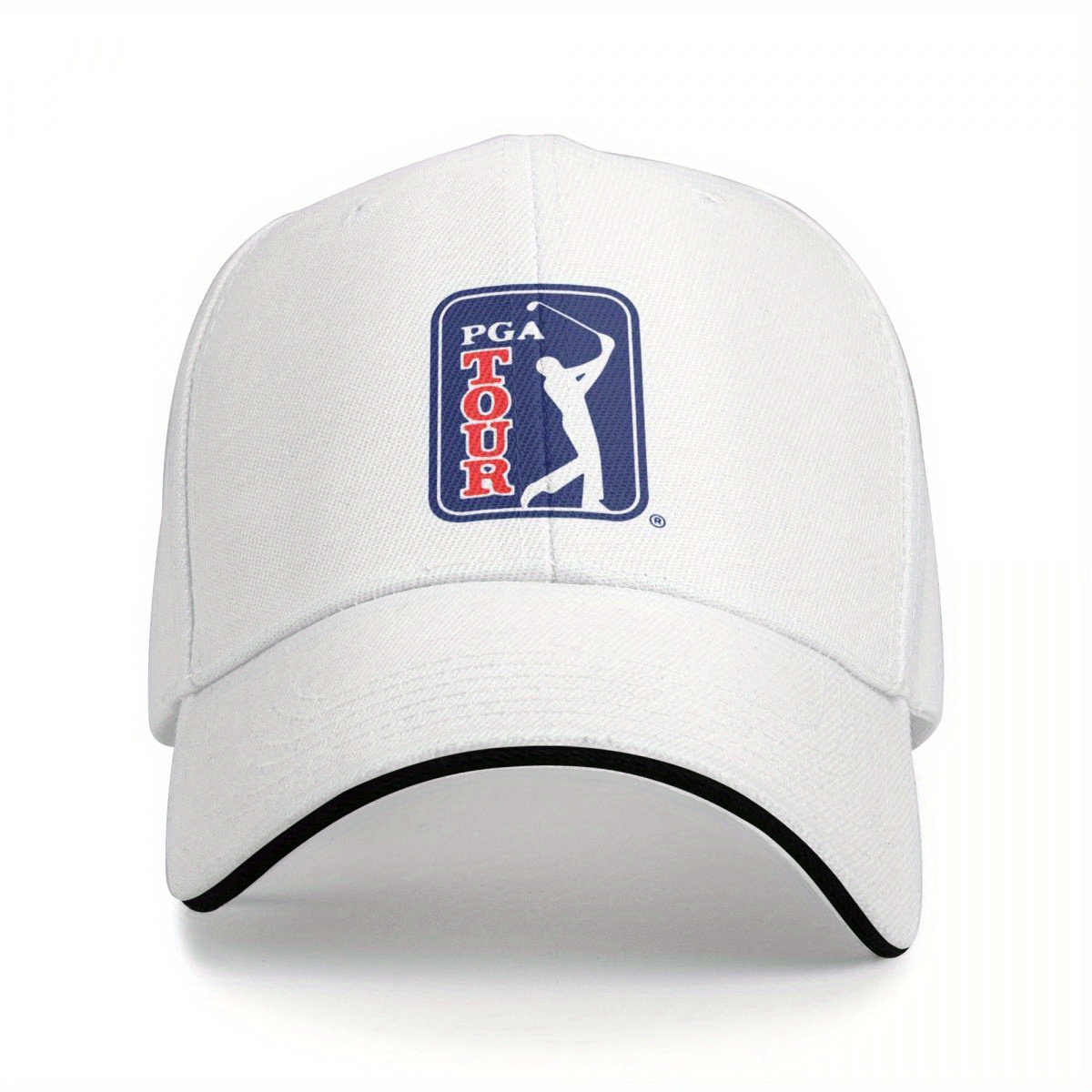 

Men's Baseball Cap - Stylish White With Black Accents, , Polyester, Thermal Visor Hat For , Golf Hat