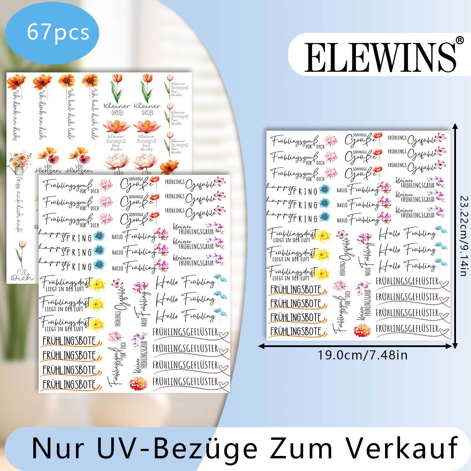 Image of 67pcs German Summer Flower Quotes Transparent Rub-on Transfer Stickers Uv Dtf Decals Set - Versatile & Durable Art Transfer Stickers For Furniture, Glass, Candles, Ceramics And Wooden Crafts Home &