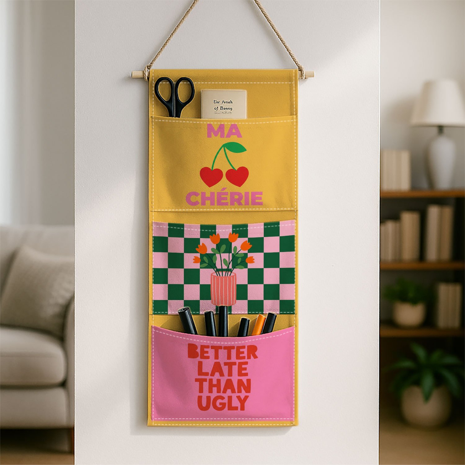 TEMU 1pc Retro Pop Art Funky 3 Pockets Hanging Bag 