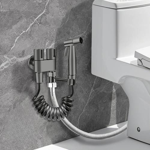 1pc handheld toilet pan spray adjustable water complete toilet spray hose kit suitable for toilet bathroom sink ideal for home cleaning gardening and pet cleaning