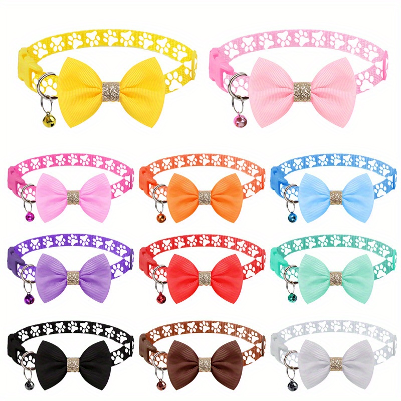 1pc pet collar with adjustable cute bow tie collar design   black gray brown with paw print pattern durable polyester material suitable for small and large dogs and cats for daily use and special Product details 2