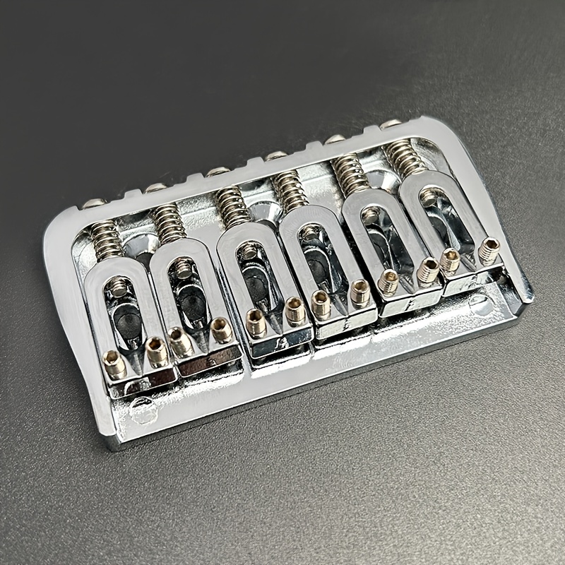 6-string Guitar Fixed Bridge 72.8x38mm- Electric Guitar Metal Hardtail Replacement, Black& Silvery Golden, Fashionable Design, Sturdy Structure, Precision Craftsmanship, Suitable for DIY Guitarists and Instrument Repairers, Instrument Repair