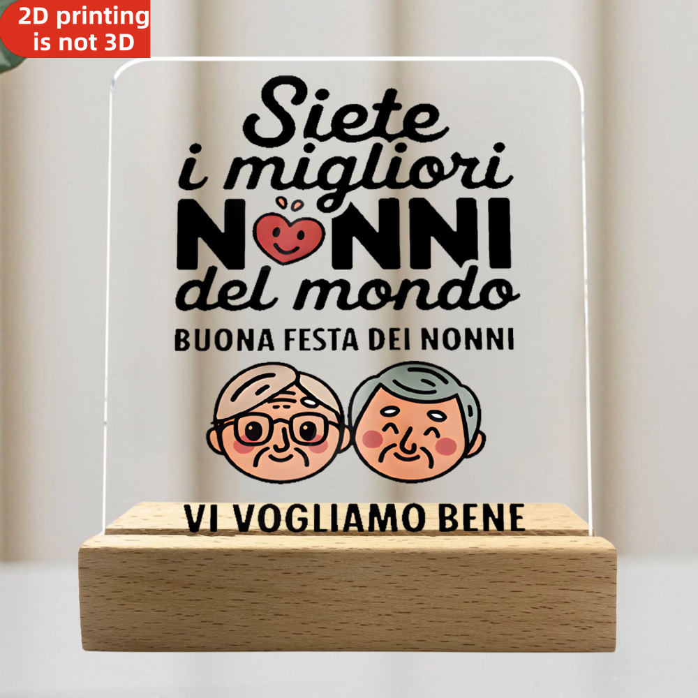 TEMU Targa piatta 2D in acrilico stampata 2D " i migliori nonni " con base in legno, regalo per dei Nonni per e nonna, piatta 2D, piatta 2D