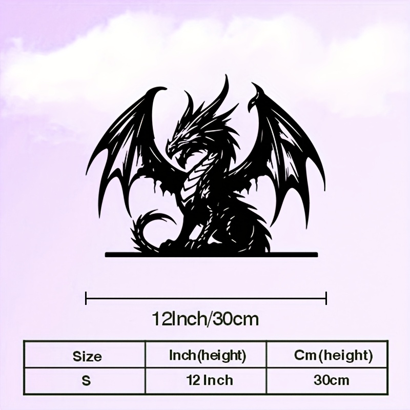 TEMU A Wrought Iron Fantasy Dragon Wall Decor - Medieval Evil Dragon Statue With Creature Design, Suitable For Outdoor Metal Art, Holiday Decoration