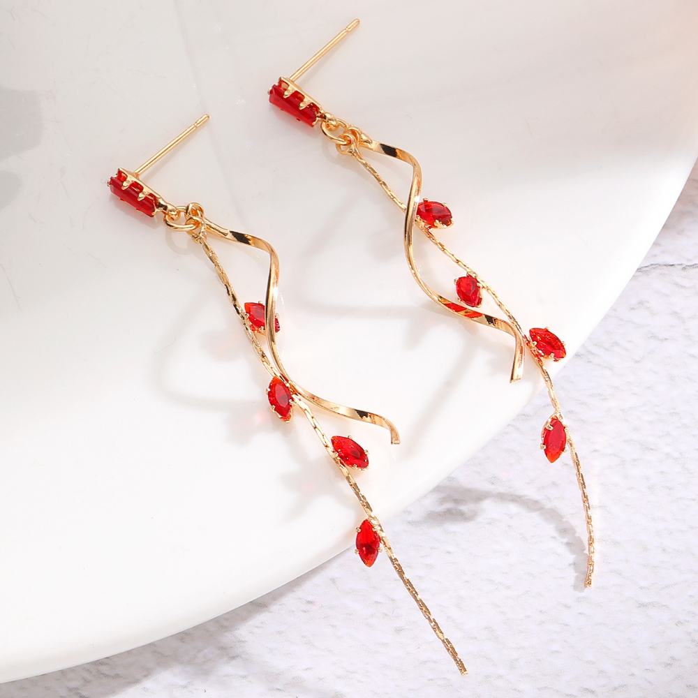 Exquisite Tassel Earrings with Synthetic Zirconia, Elegant Design