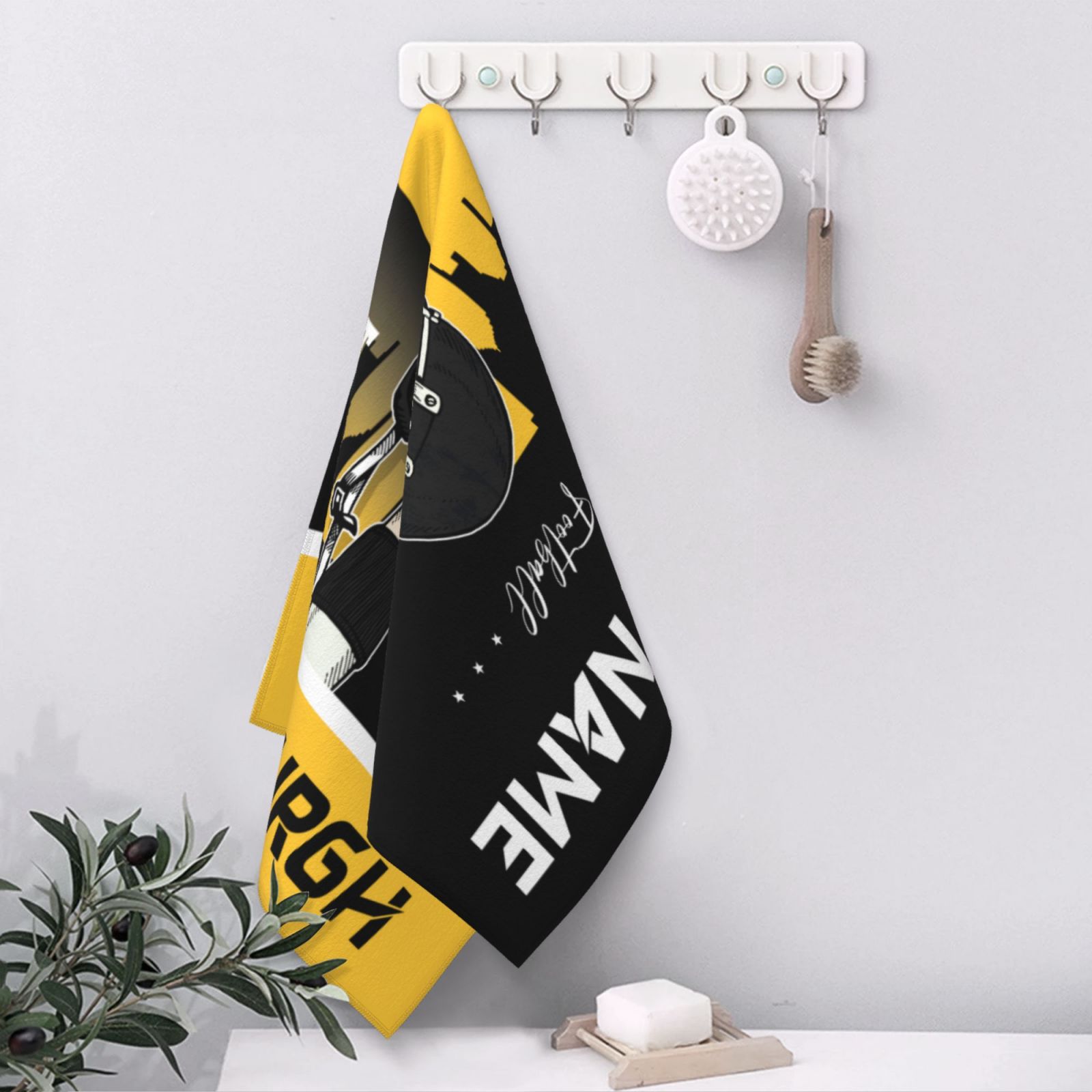 

Custom Pittsburgh Football Hand Towel, Personalized Name Quick Dry Polyester, Ideal For Sports Fans, Men, Women, Youth - 18x26 Inches, Football Hand Towels