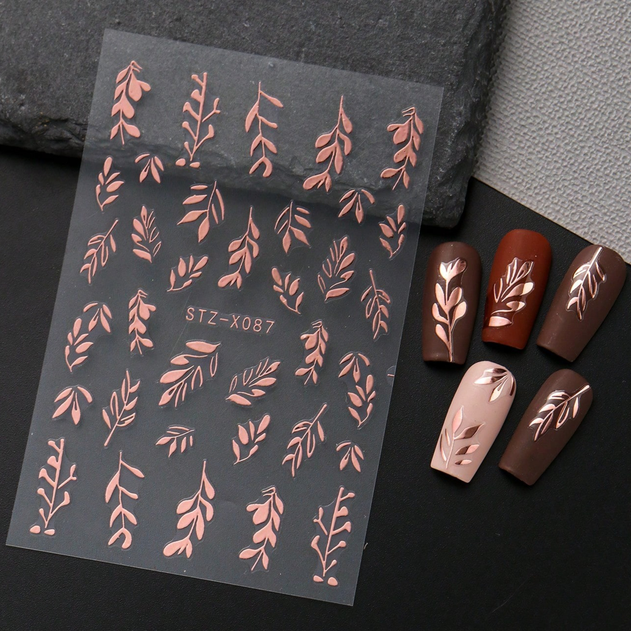 1pc Nail Stickers Autumn Leaf Nail Art Decals Autumn And Winter Atmosphere Branches And Leaves Suitable For New Year Holidays Festival Decoration Nail Art Supplies