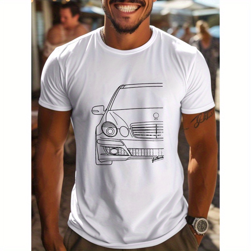 

Patterns Car Silhouette Spring And Summer Men's Short-sleeved T-shirts Printed Tops Summer T-shirts