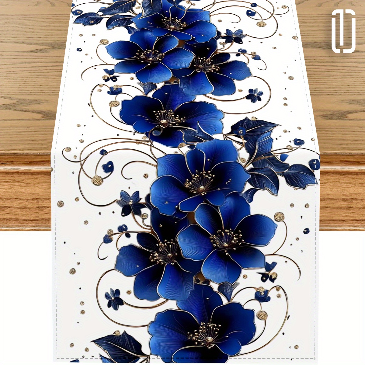 

1pc, Spring Navy Blue Floral Chinoiserie Table Runner, Seasonal Summer Kitchen Dining Table Funky Home Decoration For Home Party Funky Home Decor 13x72 Inch