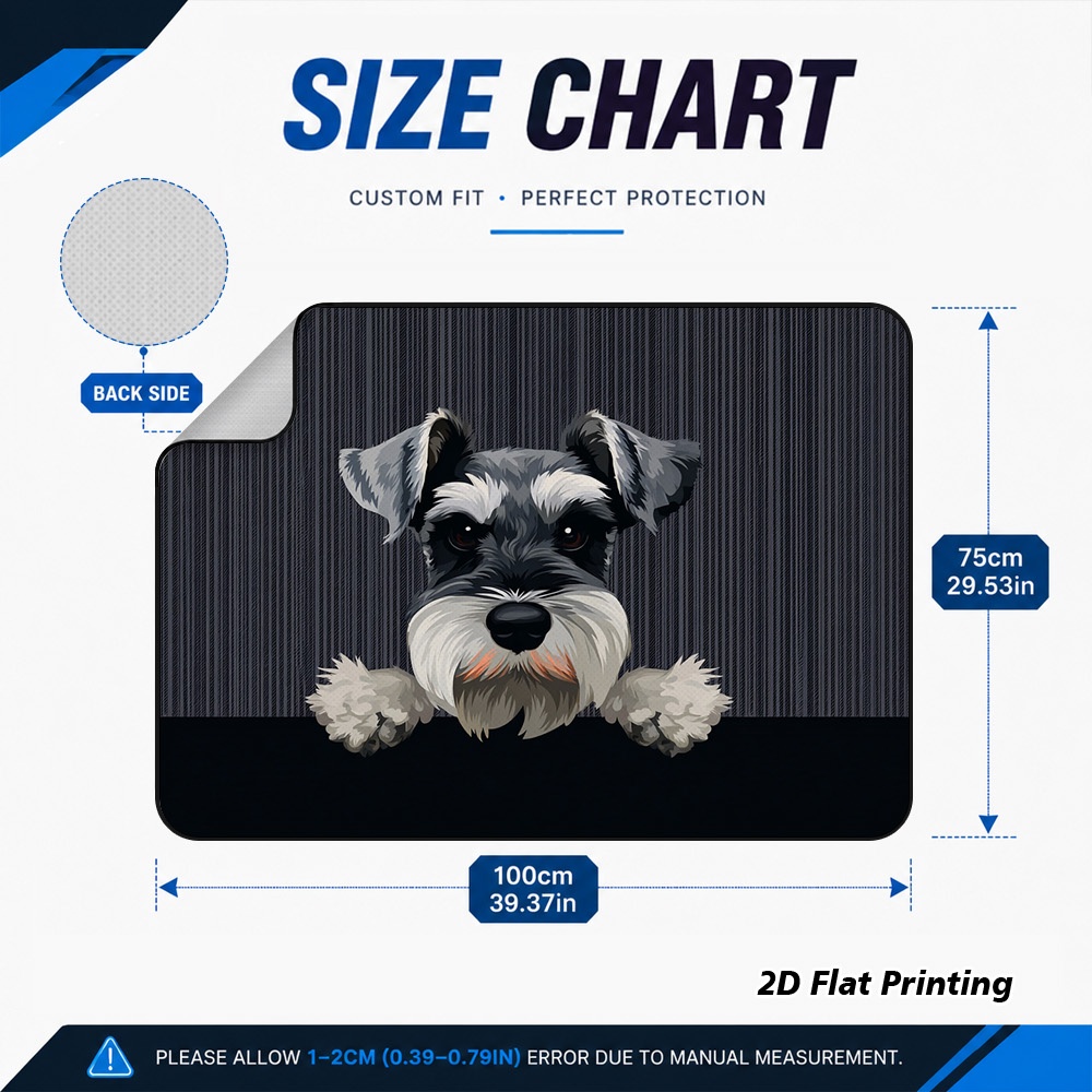 TEMU 2d Flat, 1pc Peeking Schnauzer Dog Printed Anti-slip Car Trunk Mat, Durable Material Easy To Clean, Suitable For All Vehicles, Car Trunk Mat,