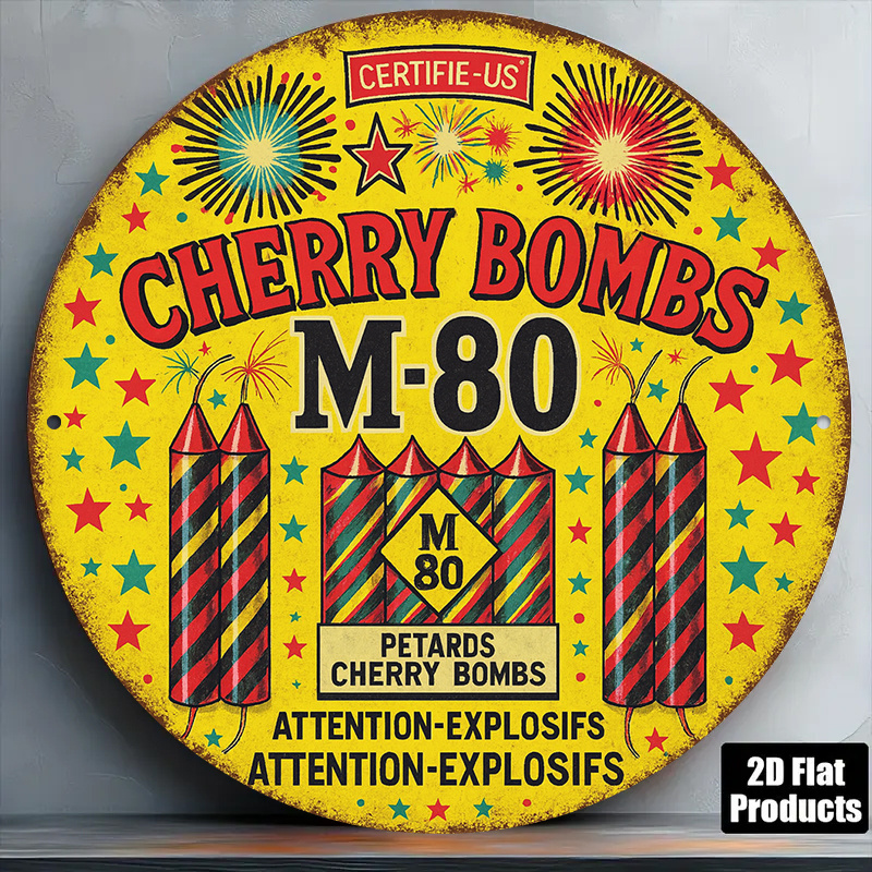TEMU 2d Flat, 1pc Sign - Vintage Retro Fireworks Wall Decor Suitable For Bar, Game Room, Garage - Plaque With For Themed Parties, Gifts For And