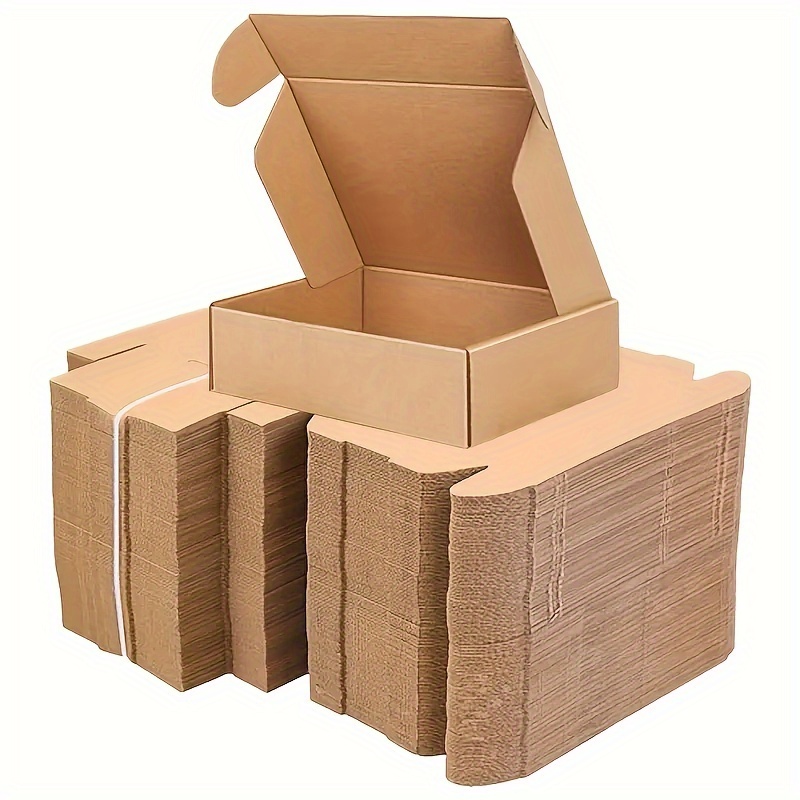 TEMU 22x14x4 Cm Hardened Brown Corrugated Box, Small Item Storage Box, Sturdy And Durable Shipping And Mailing Container, , Suitable For Small