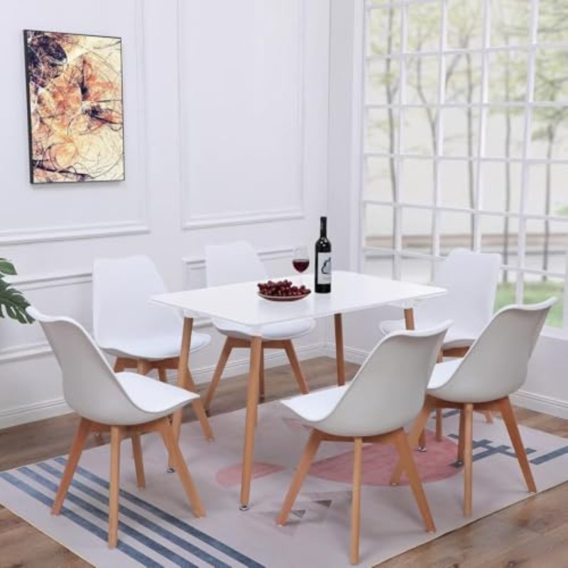 Dining Suites/Sets Table with 6 Padded Chairs White