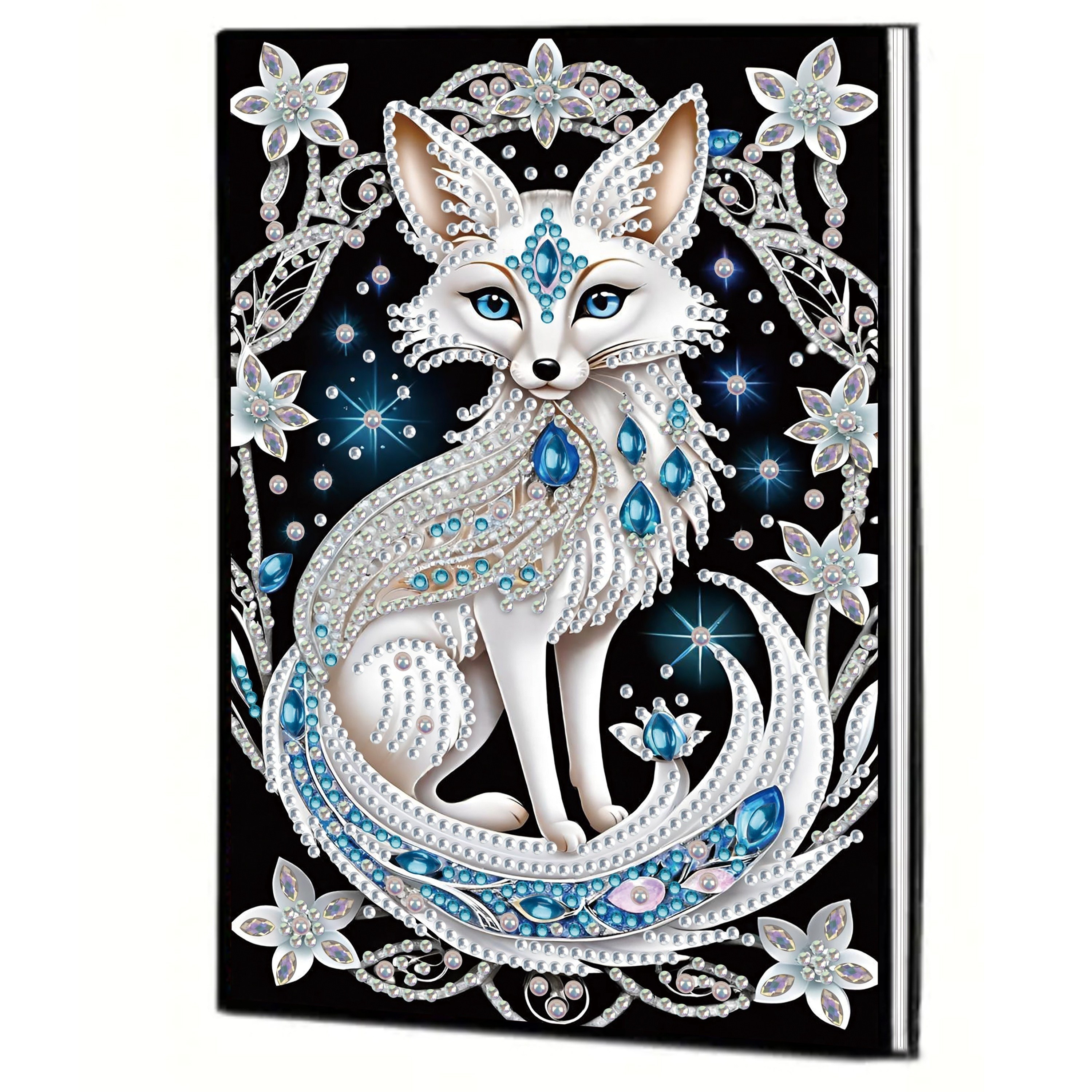 TEMU Fox-themed 5d Diamond Painting Notebook Set - Exquisite Handmade Journal, Unique Crystal Cover, Perfect For Sketching And Writing, Ideal Gift,