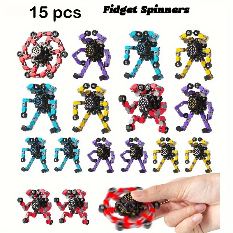 

15pcs Deformable Toys, In Different Shapes Robot, Chain Fidget Pressure Reducing Rotating , Holiday , Party Game, Birthday Gifts