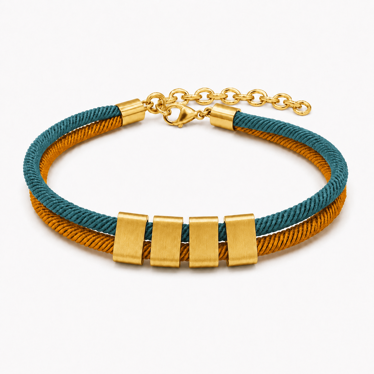 Personalized Engraved Name Bead Bracelet with Double Cord