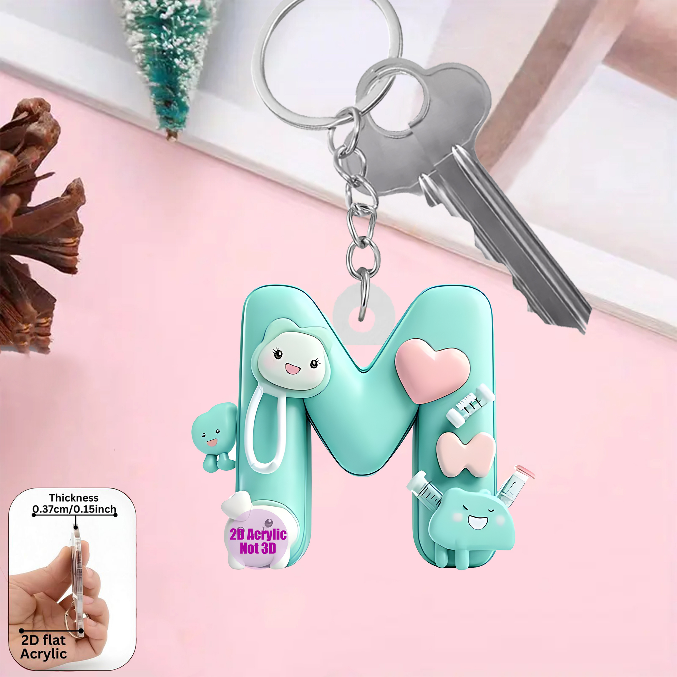 TEMU 2D , [Llavero Acrílico 2D ], Enfermera Novedosa y 26 , Llavero de Navidad, Llavero para Coche, Llavero Lindo, Accesorios para Llaveros,