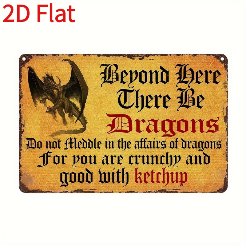 TEMU 2d Flat - 2d Retro ' The ' Wooden Wall Hanging Funny Fantasy Decoration Indoor Outdoor Use Yellow Black Dragon Pattern Ideal For Home Bar Garden