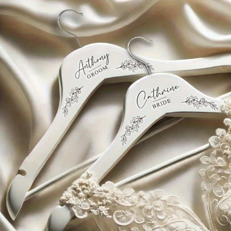 TEMU Personalized Text Handcrafted Bride Groom Clothing Hanger, Name, Wooden Clothes Rack, Anniversary Valentine's Day Gift
